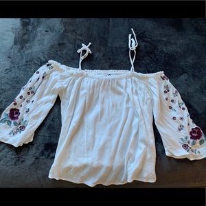 White off the shoulder Aeropostale shirt